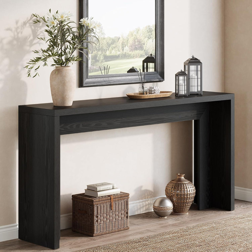 Tribesigns 55-Inch Farmhouse Console Table, Wooden Couch Table Behind Sofa wi...