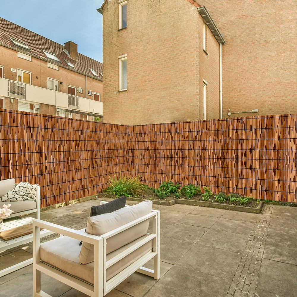 KOIUEYW Reed Fencing Rolls, 4 X 16FT Decorative Bamboo Fencing Roll Reed Scre...