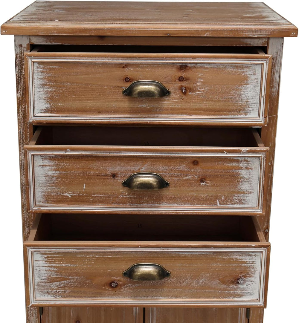 Rustic Tall Storage Cabinet - Distressed Solid Wood Frame Accent Cabinet with...