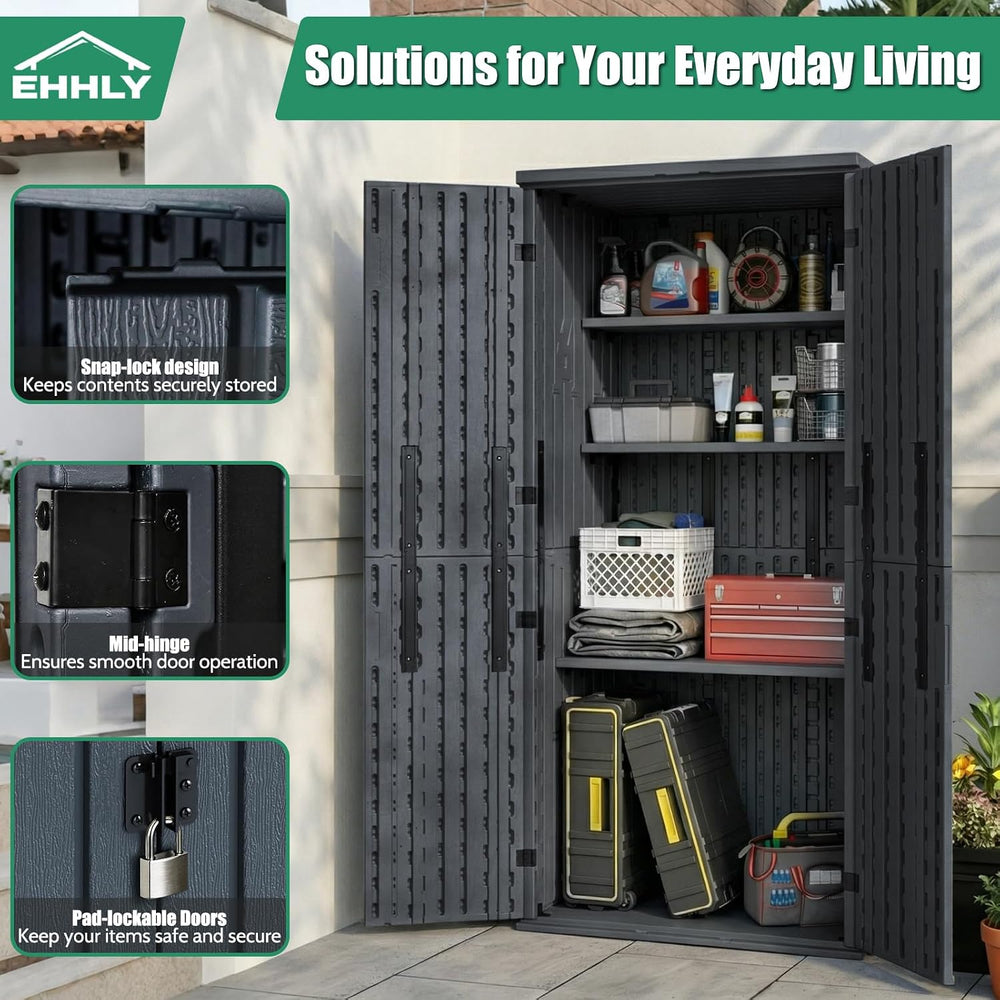 EHHLY Heavy Duty Tall Storage Cabinet Outdoor Weatherproof, 28 Cuft Garage St...