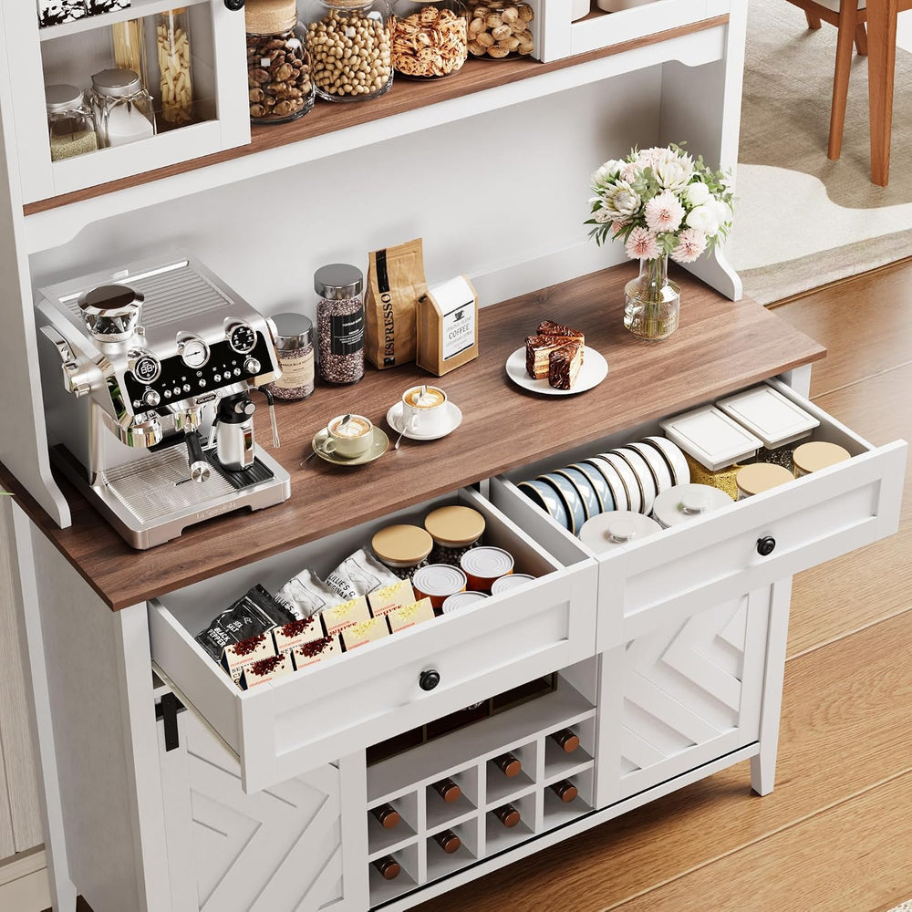 Garvee 72 in Farmhosue Bar Cabinet with Sliding Barn Door