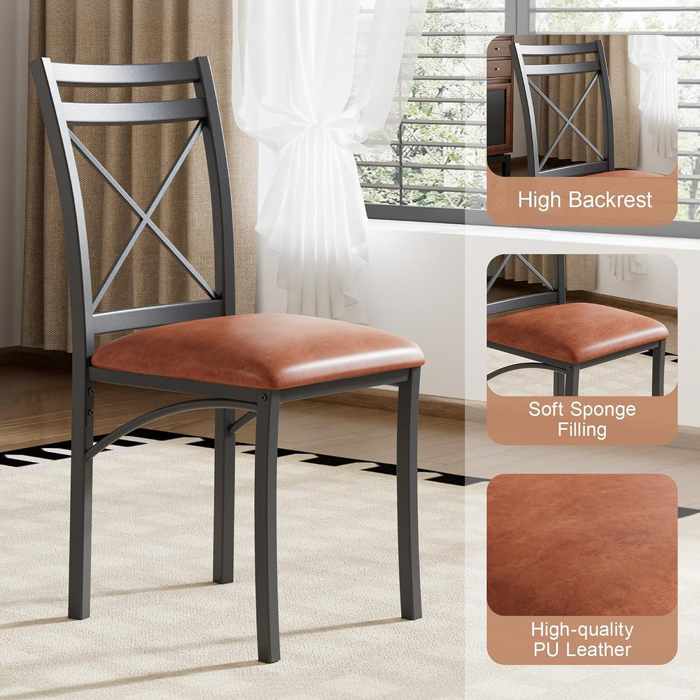 VECELO 5 Piece Dining Table Set for 4 with Chairs, Wood Grain Tabletop, Small...