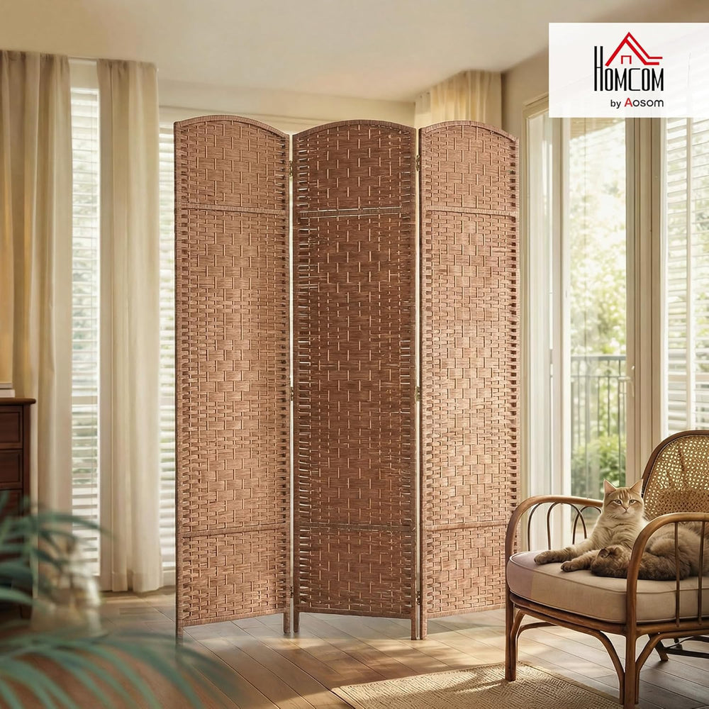 HOMCOM Room Divider 3-Panel, 6FT-Tall Folding Privacy Screen, Natural