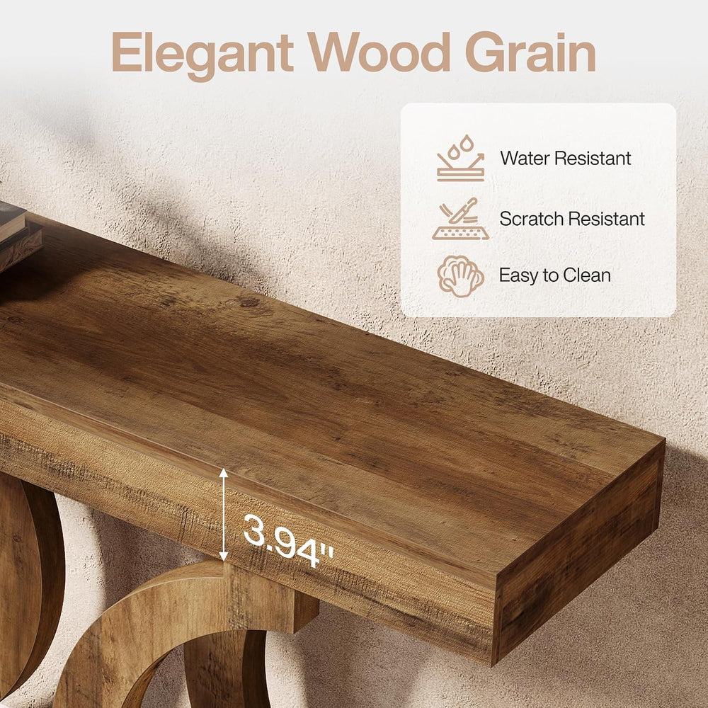Tribesigns 43-Inch Farmhouse Curved Console Entryway Table for Living Room | ...