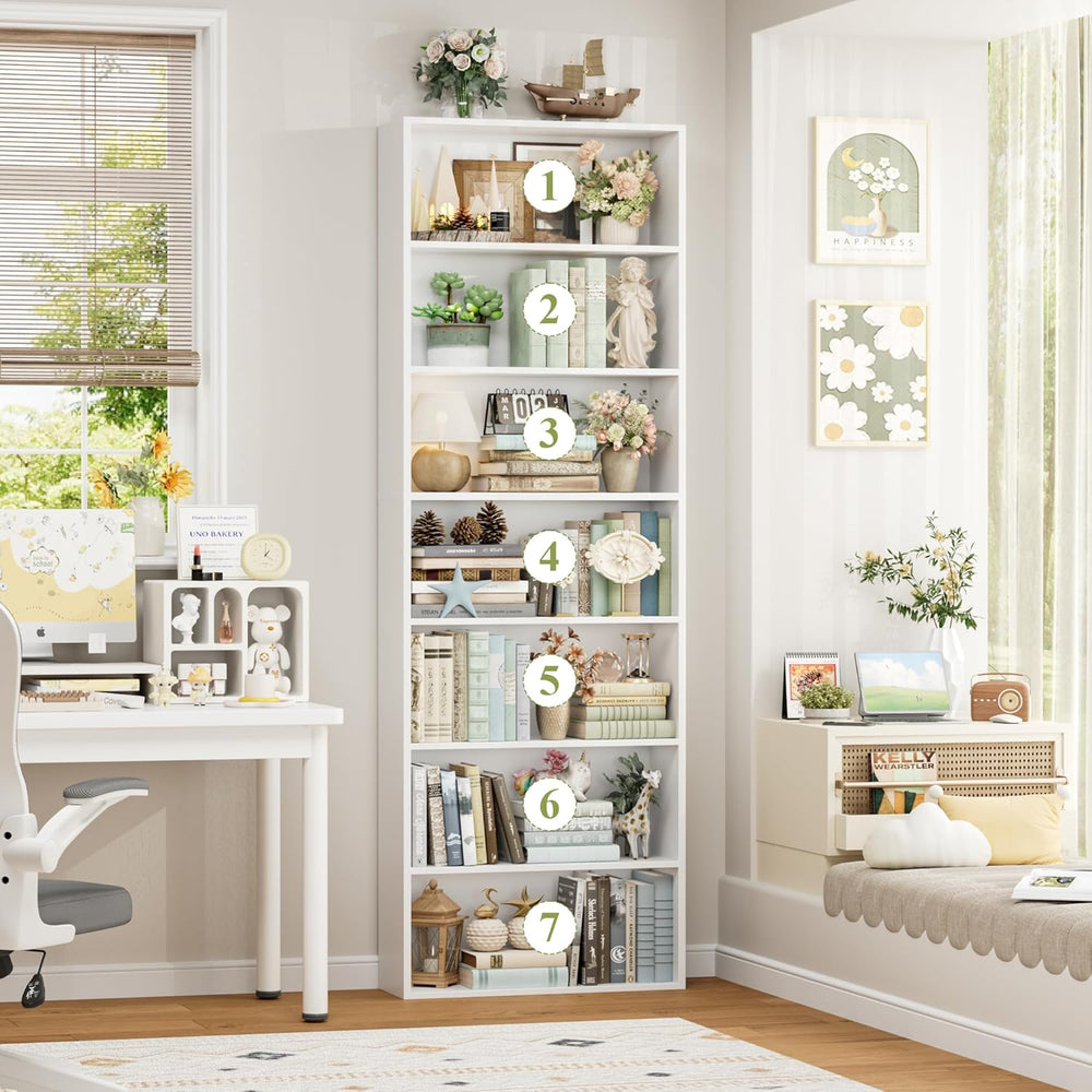 FACBOTALL 82" Tall Bookshelf, 7-Tier Open Shelves Bookcase, Freestanding...