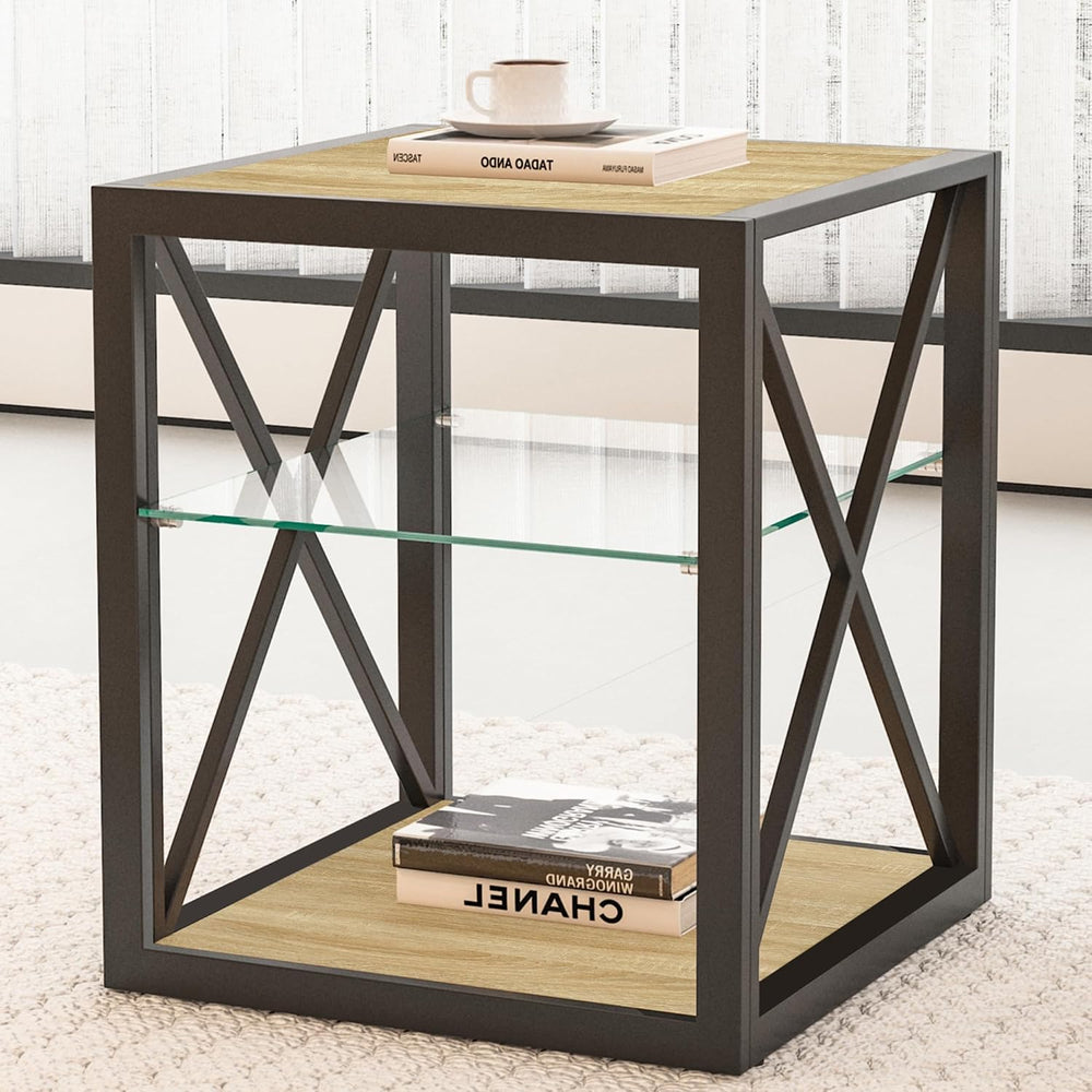 Modern End Table Set of 2 for Living Room 17.7" Bedroom Nightstand, Temp...