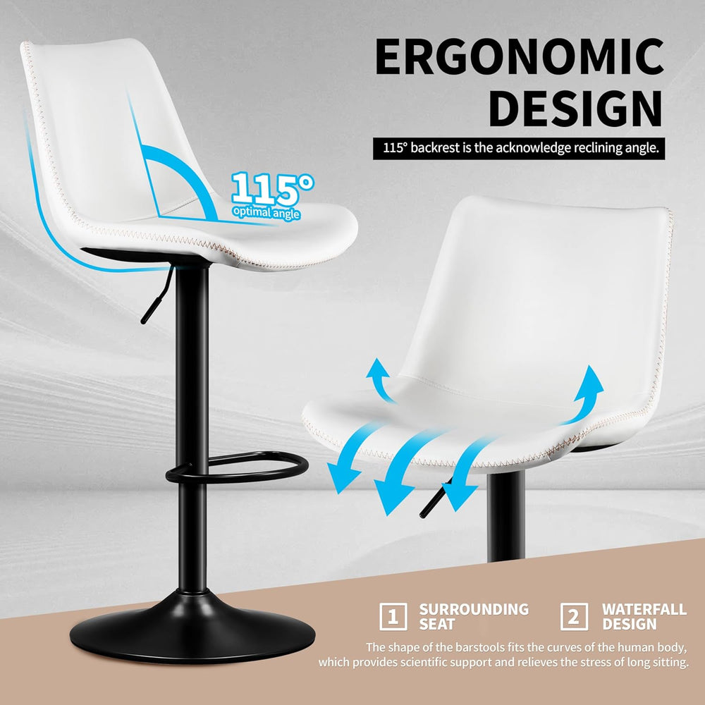 STOOLINK Adjustable Bar Stools Set of 2, Faux Leather Bar Stools with Back | ...