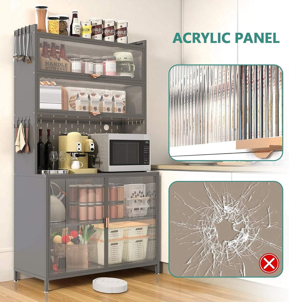73'' Tall Kitchen Pantry Cabinet,Metal Pantry Cabinet with Adjustable...