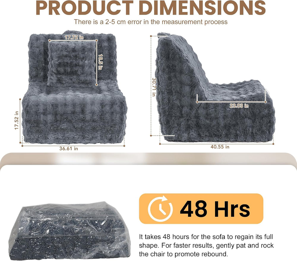 Bean Bag Chair for Adults, Giant Bean Bag Chair with Pillow, Oversized Chaise...