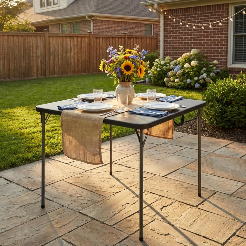 34" Square Folding Table for 4 Person, 330lbs Weight Capacity Foldable T...