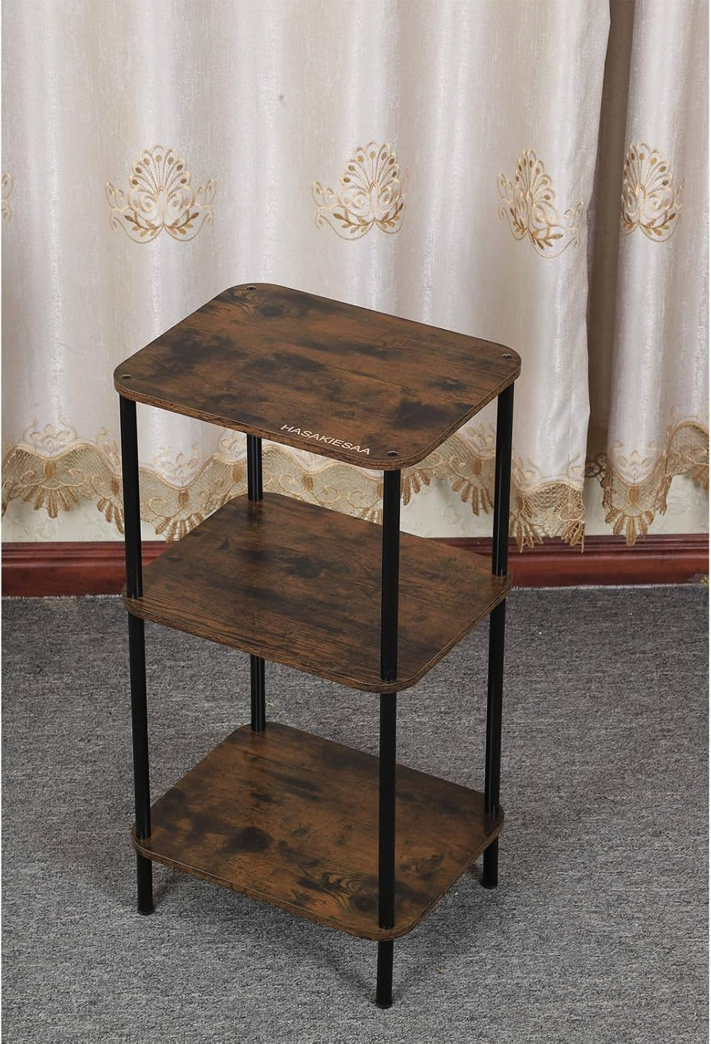 30 Inch Tall End Table with 3-Tier Storage, Slim Narrow Nightstand for Living...