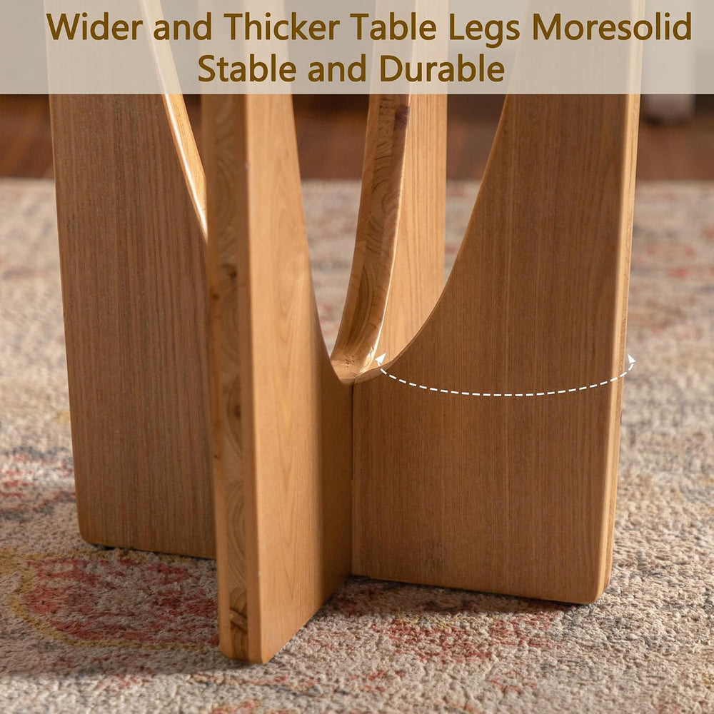 Wood Side Table, Modern Round End Table with Curved Leg, Mid-Century 24.80&qu...