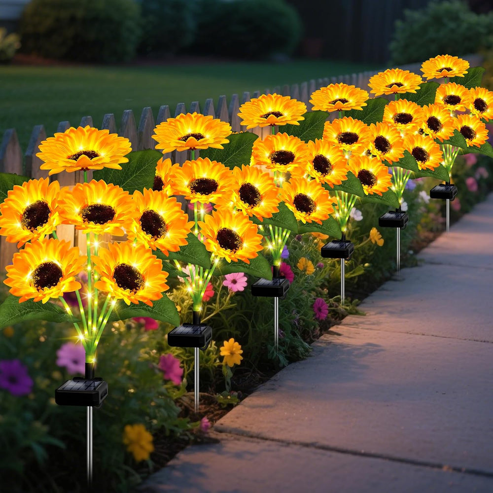 6 Pack with 36 Sunflower Lights,Solar Lights Outdoor Garden Decor,Solar Flowe...