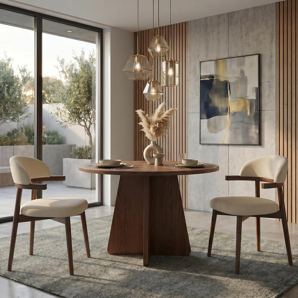 MOJAY Modern Wooden Dining Chairs Set of 2, Upholstered Kitchen Chairs with U...