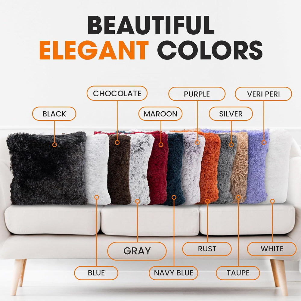 Cheer Collection Throw Pillows for Couch and Bed, Soft Shaggy Throw Pillows w...