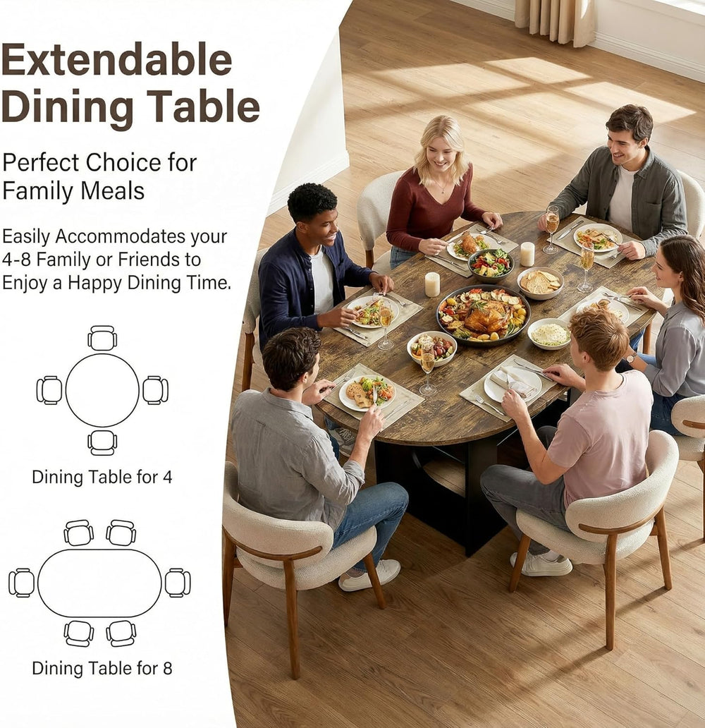 ARTETHYS 43.3"-59" Extendable Round Dining Room Table for 4-8 with ...