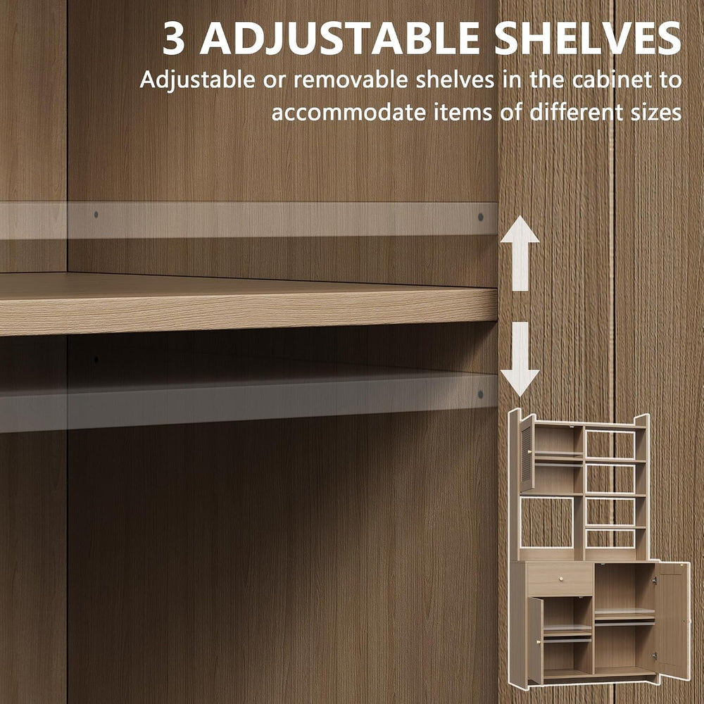 IDEALHOUSE Kitchen Pantry Cabinet with Adjustable Shelf, 71" Tall Storag...