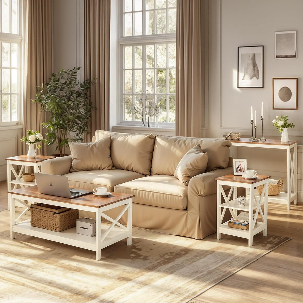PHI VILLA End Table and Coffee Table Set for Living Room, Console Table
