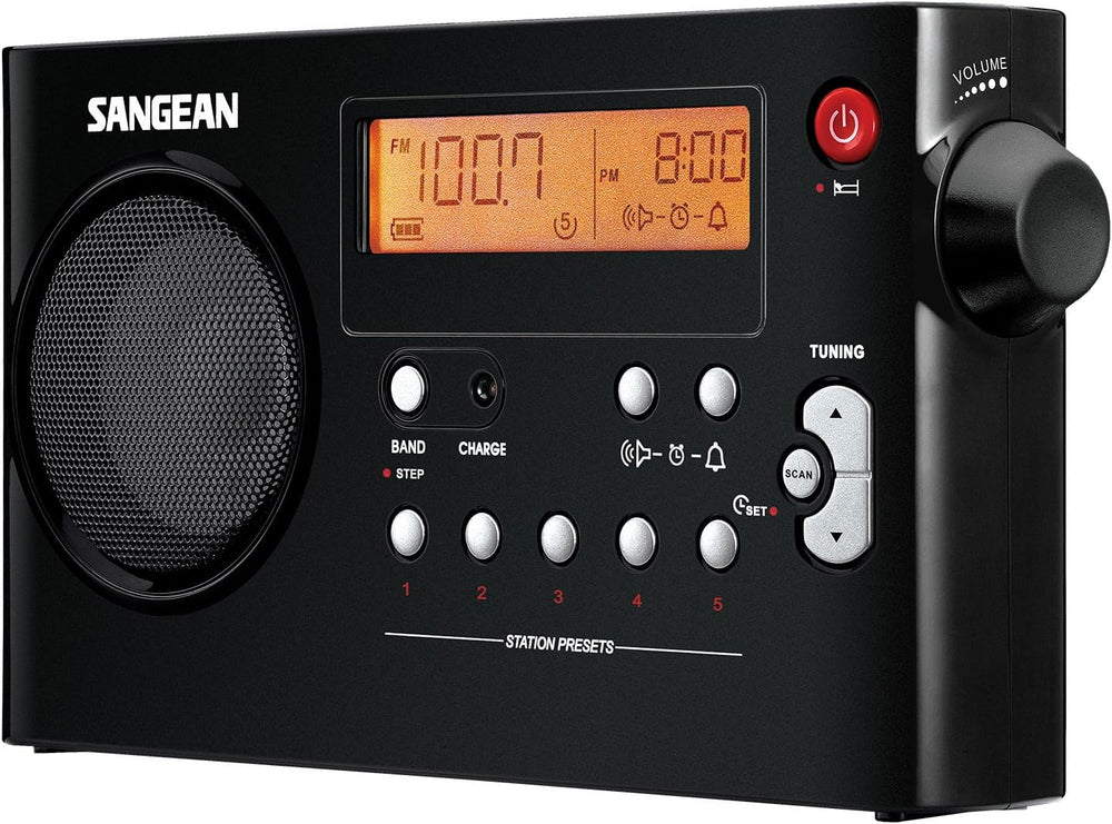 Sangean PR-D7 AM/FM Digital Portable Radio with Built-in Battery Charger (Black)