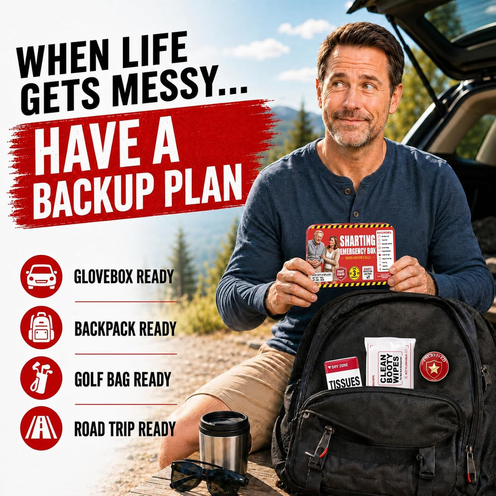 Sharting Emergency Kit, Funny Gag & White Elephant Gift for Men