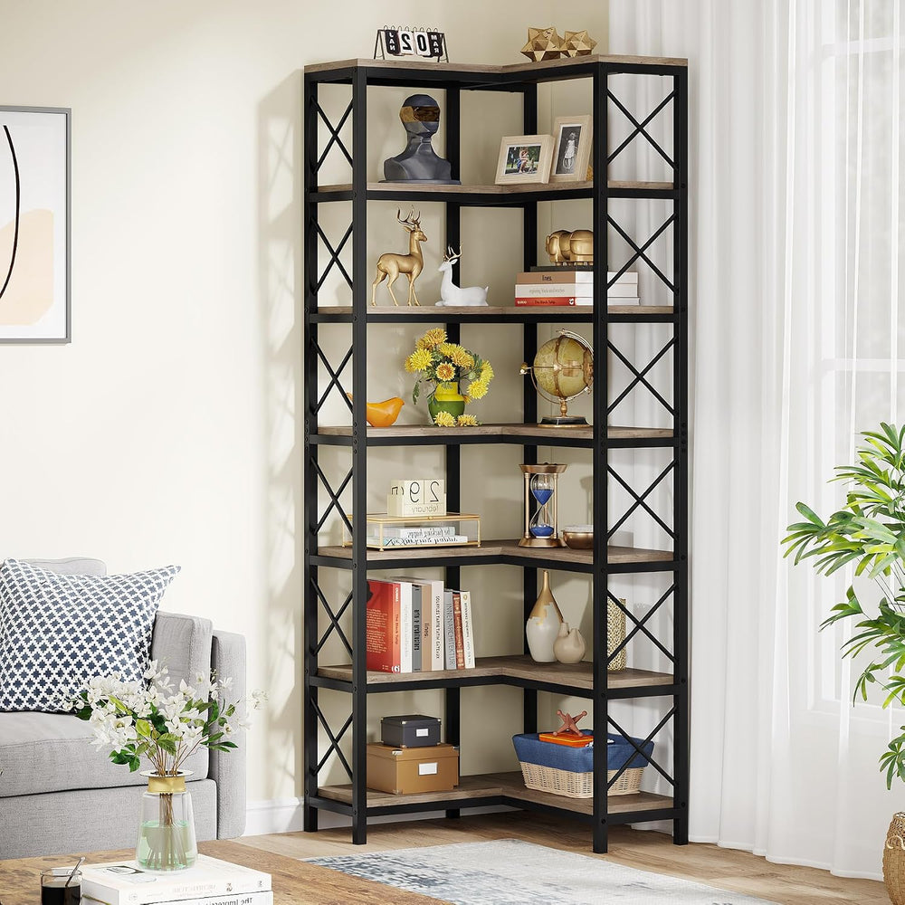 Tribesigns 7-Shelf Corner Bookshelf,Large Modern Corner Bookcase, 7-Tier Tall...