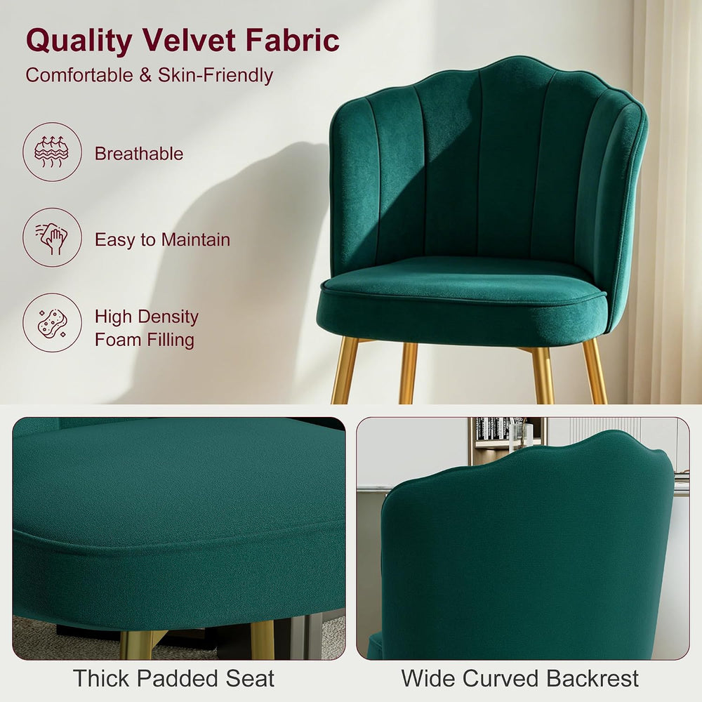 VECELO Velvet Dining Chairs Set of 4, Modern Upholstered Kitchen Chairs with ...