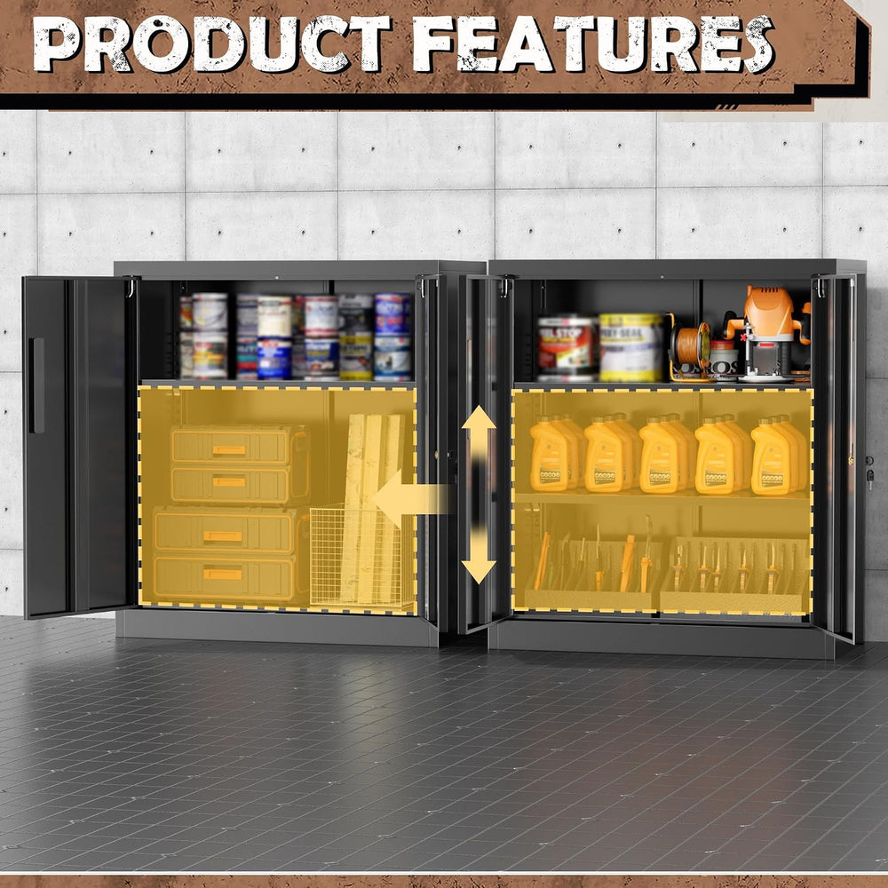 INTERGREAT Metal Storage Cabinet with Locking Doors, Lockable Steel Storage C...
