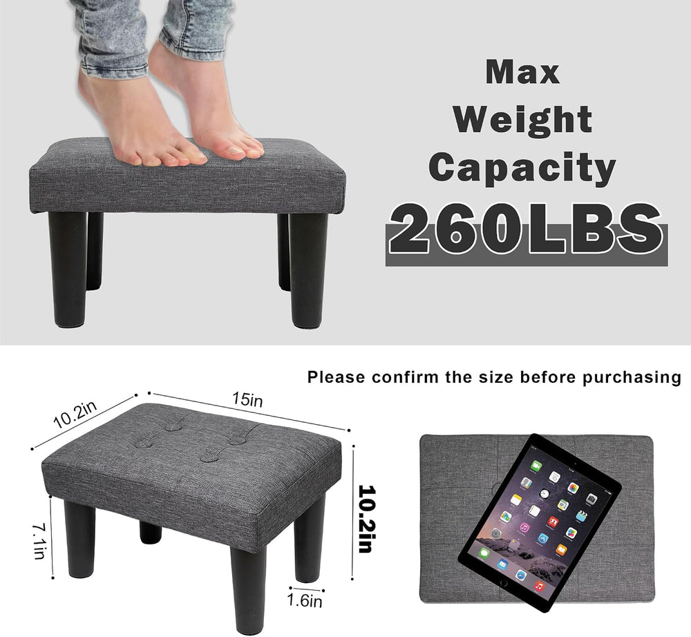 CAROLMADE Ottoman Foot Rest, Linen Small Ottoman Foot Stool with Legs Modern ...