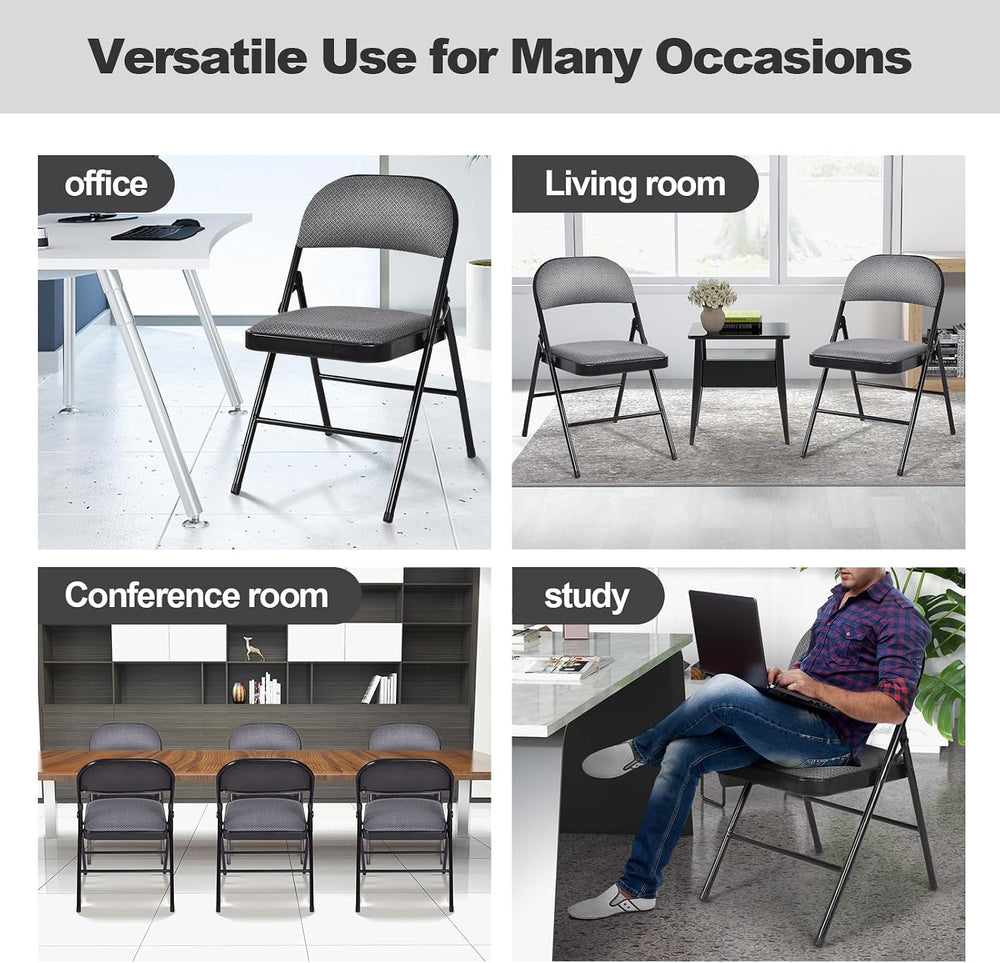 GIANTEX 6-Pack Folding Chairs Set - Waiting Room Chairs with Metal Frame, Fab...