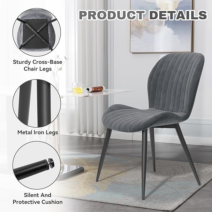 Dining Chairs Set of 6 Modern Velvet Dining Room Chairs Upholstered Dining Ch...
