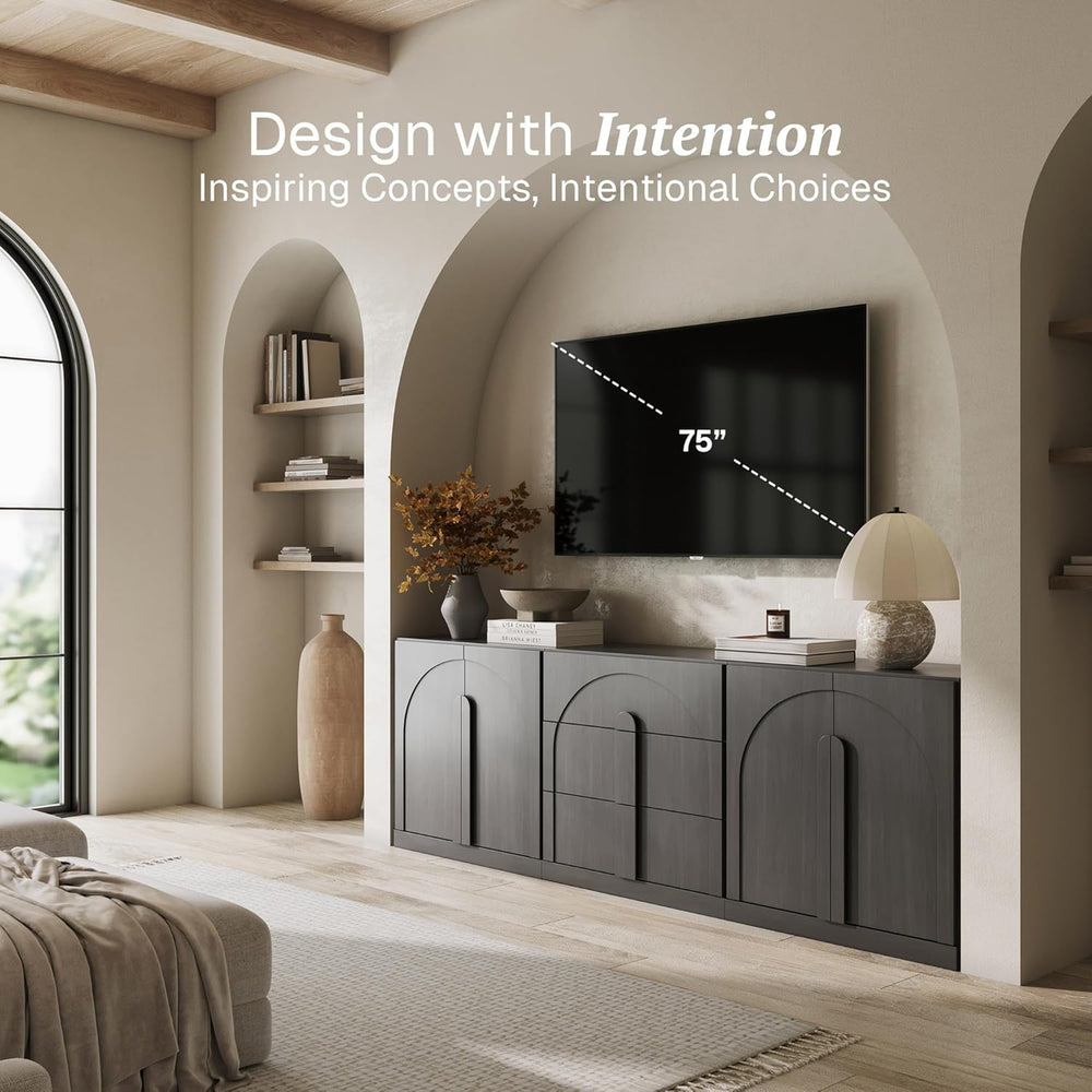 BELLEZE 3-Piece Modular Sideboard Cabinet Set Freely Configurable, Modern Woo...