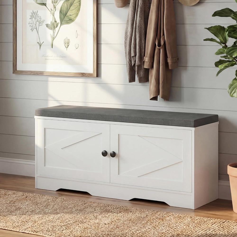 Apicizon Shoe Storage Bench, 2 Tier Entryway Bench with Padded Seat Cushion, ...