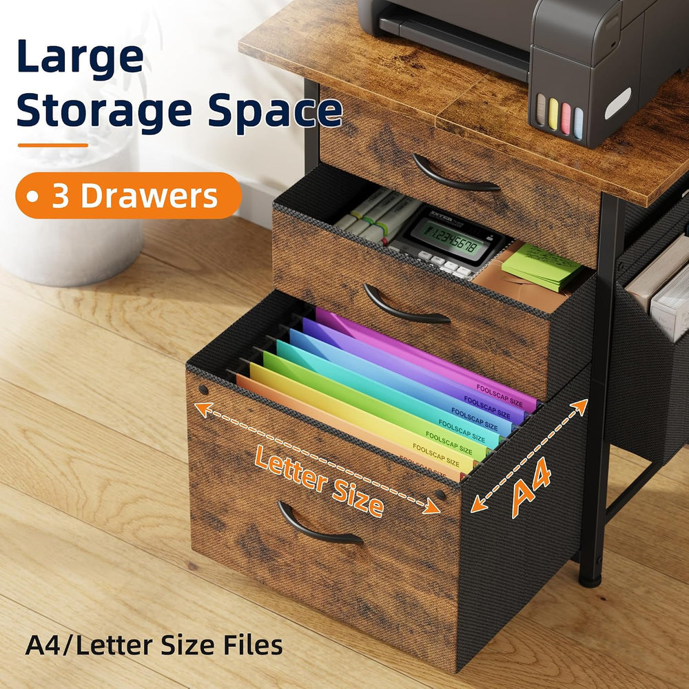 HIGDBFE 3 Drawer File Cabinet with Charging Station, 49''H Tall, 3-Ti...