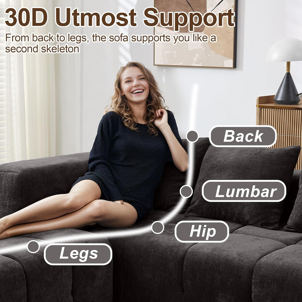 119" Couch, Cloud Sectional Couch with Deep Seat, High-Density Memory Fo...