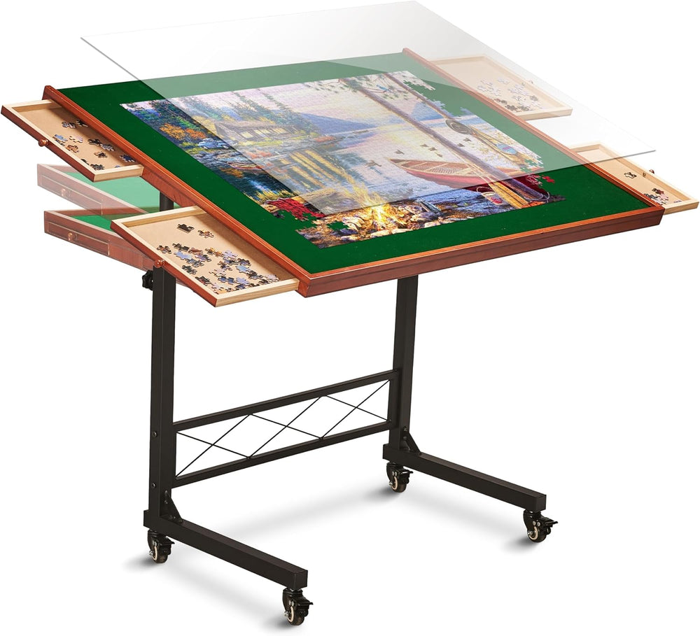 JoyBerri Jigsaw Puzzle Table with Drawers – Adjustable Height, All Ages