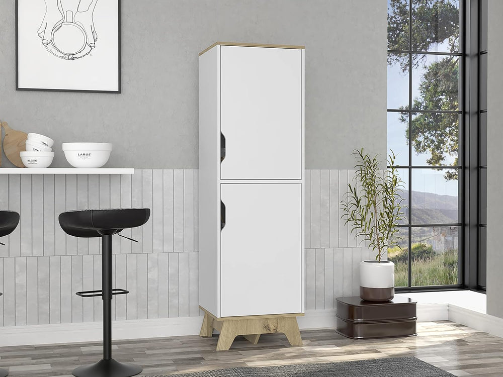 Modern Kitchen Pantry, White Storage Cabinet with 2 Doors, Easy to Maintain, ...