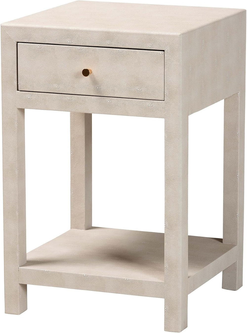 Baxton Studio Dansby Modern Beige Faux Shagreen 1-Drawer End Table