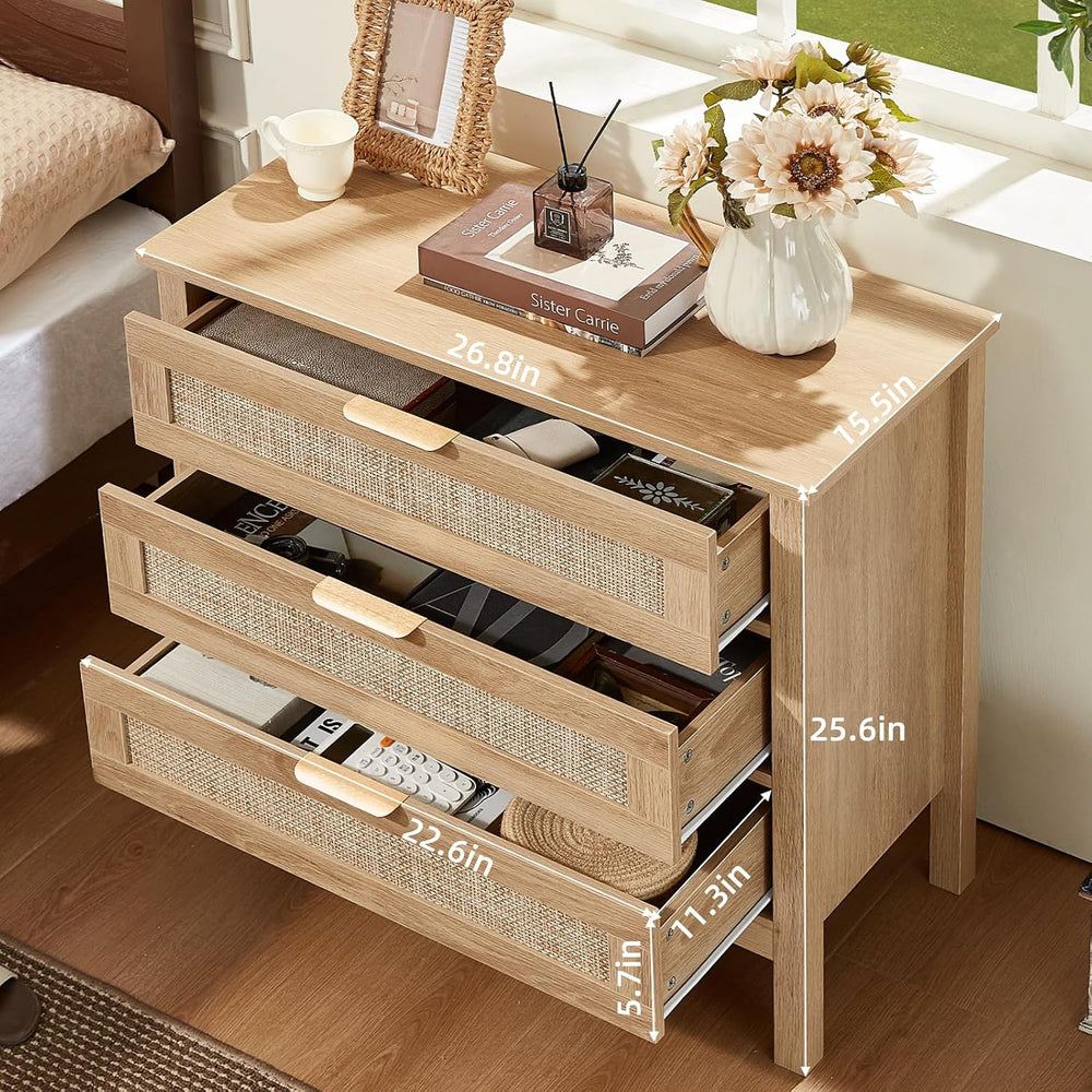 LEYAOYAO 31.5" Wide Rattan Nightstands Set of 2, Large Boho Night Stand ...