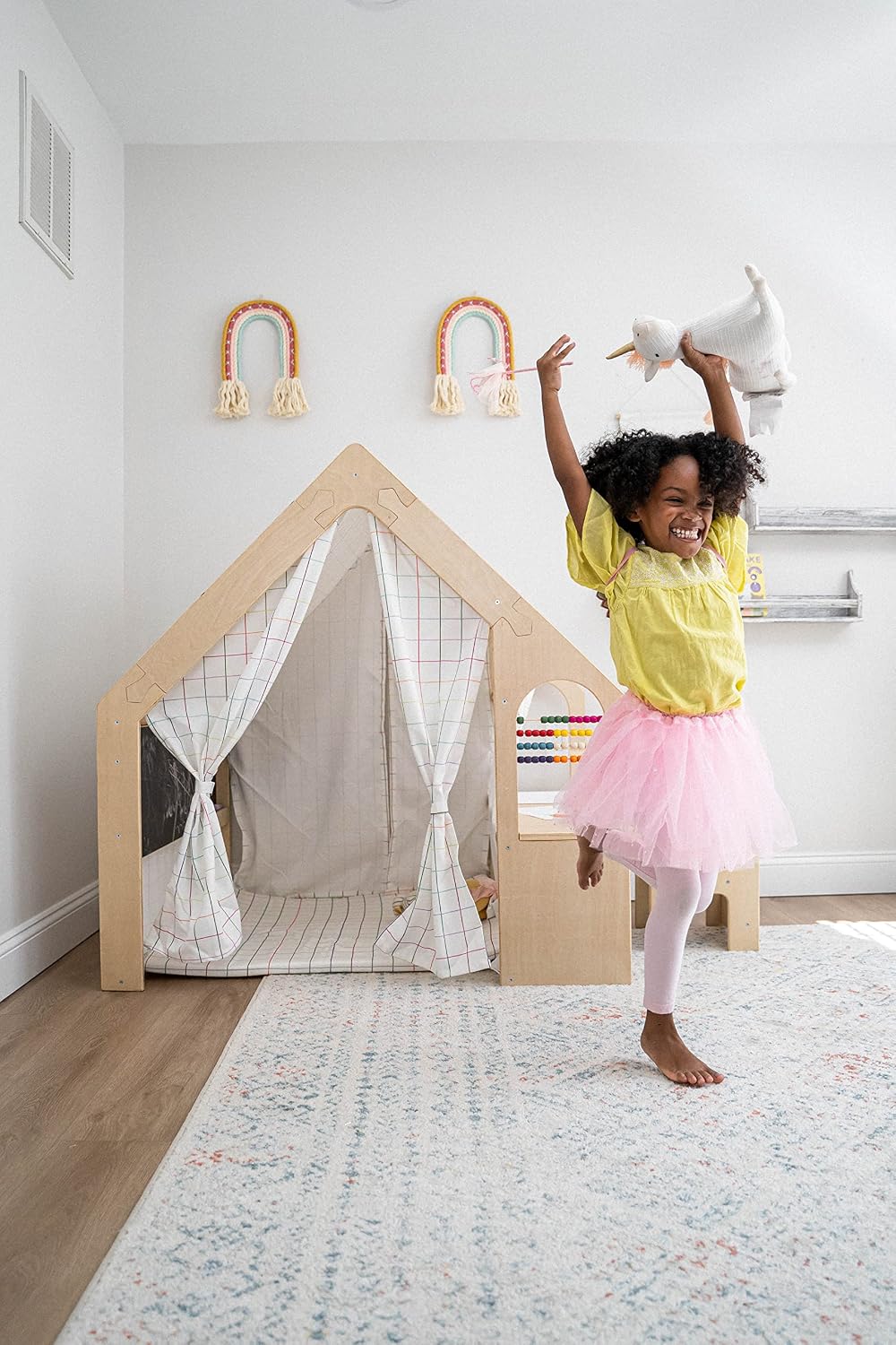 Avenlur Flair - 5 in 1 Indoor Playhouse with Desk Table, Chair, Chalkboard, F...