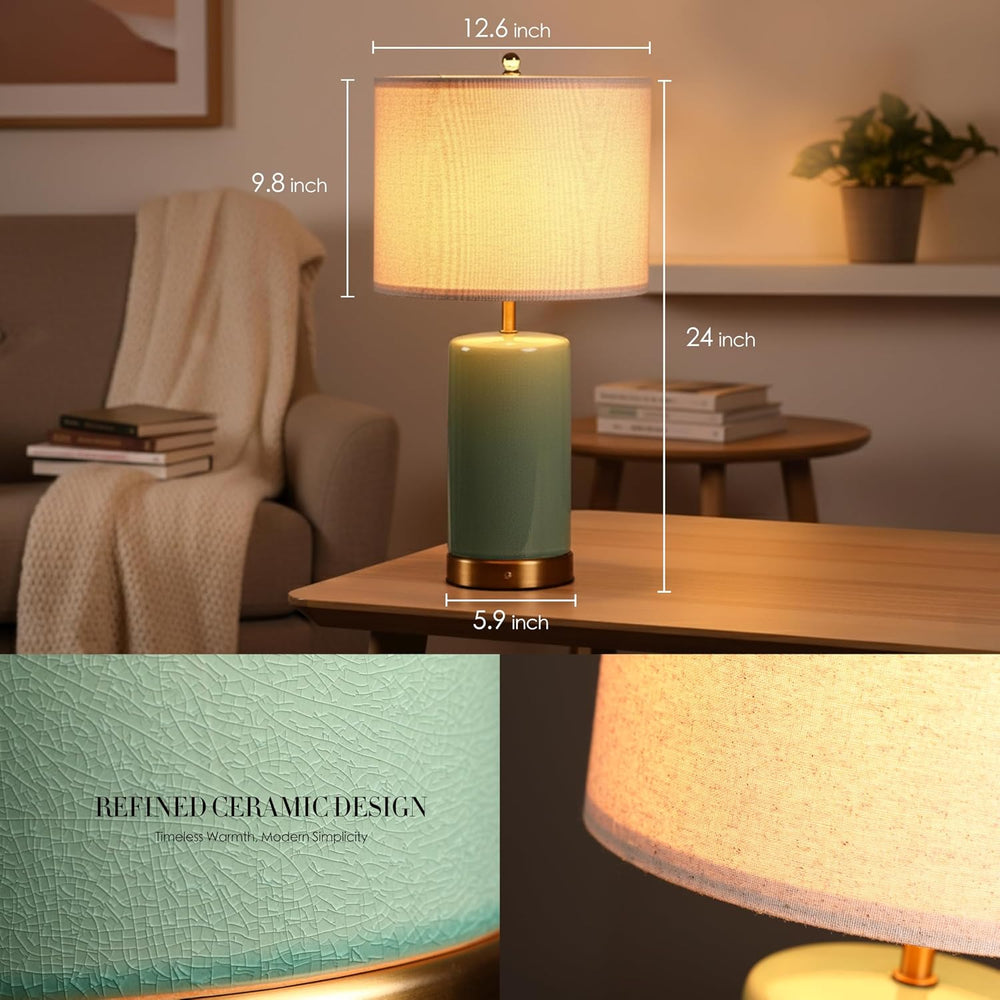 O’Bright Dune - Battery Powered Table Lamp, Rechargeable Cordless Ceramic Lam...