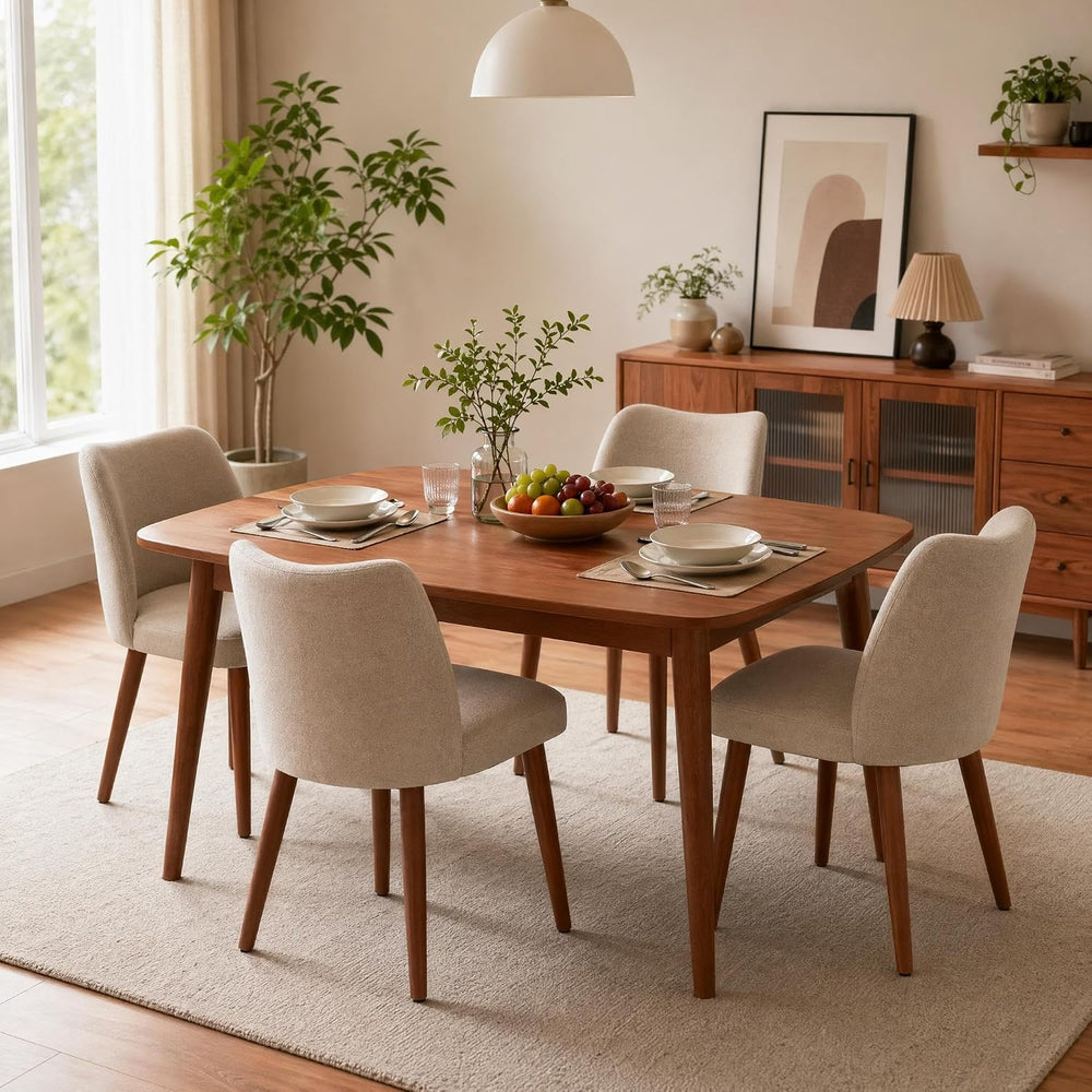 GarveeHome Wooden Dining Chairs Set of 4, Upholstered Mid Century Dining Chai...