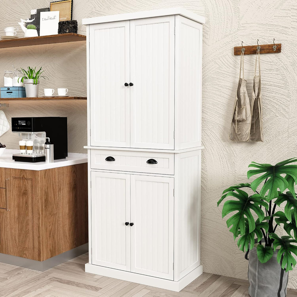 HLR Freestanding Kitchen Pantry Cabinet with Doors and Adjustable Shelves, St...