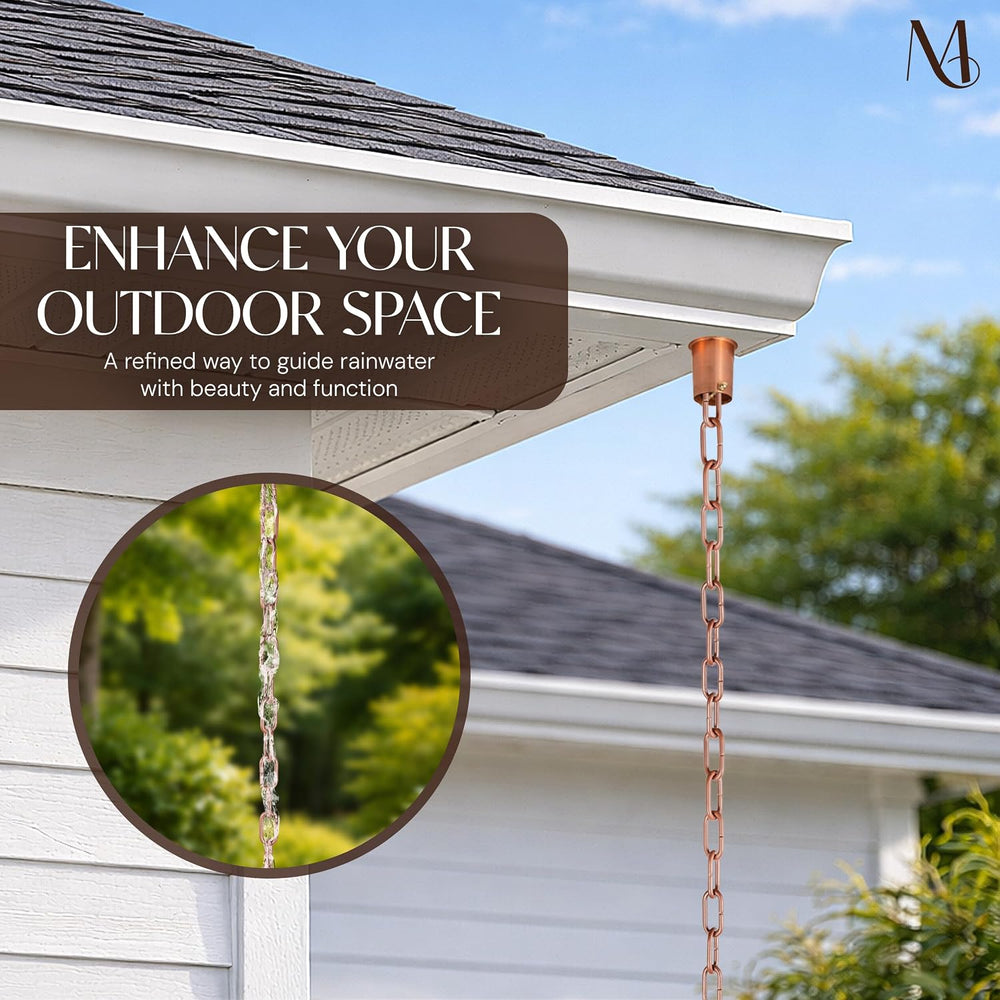 Monarch Rain Chains Aluminum Trad Link Brushed Copper Rain Chains for Gutters...