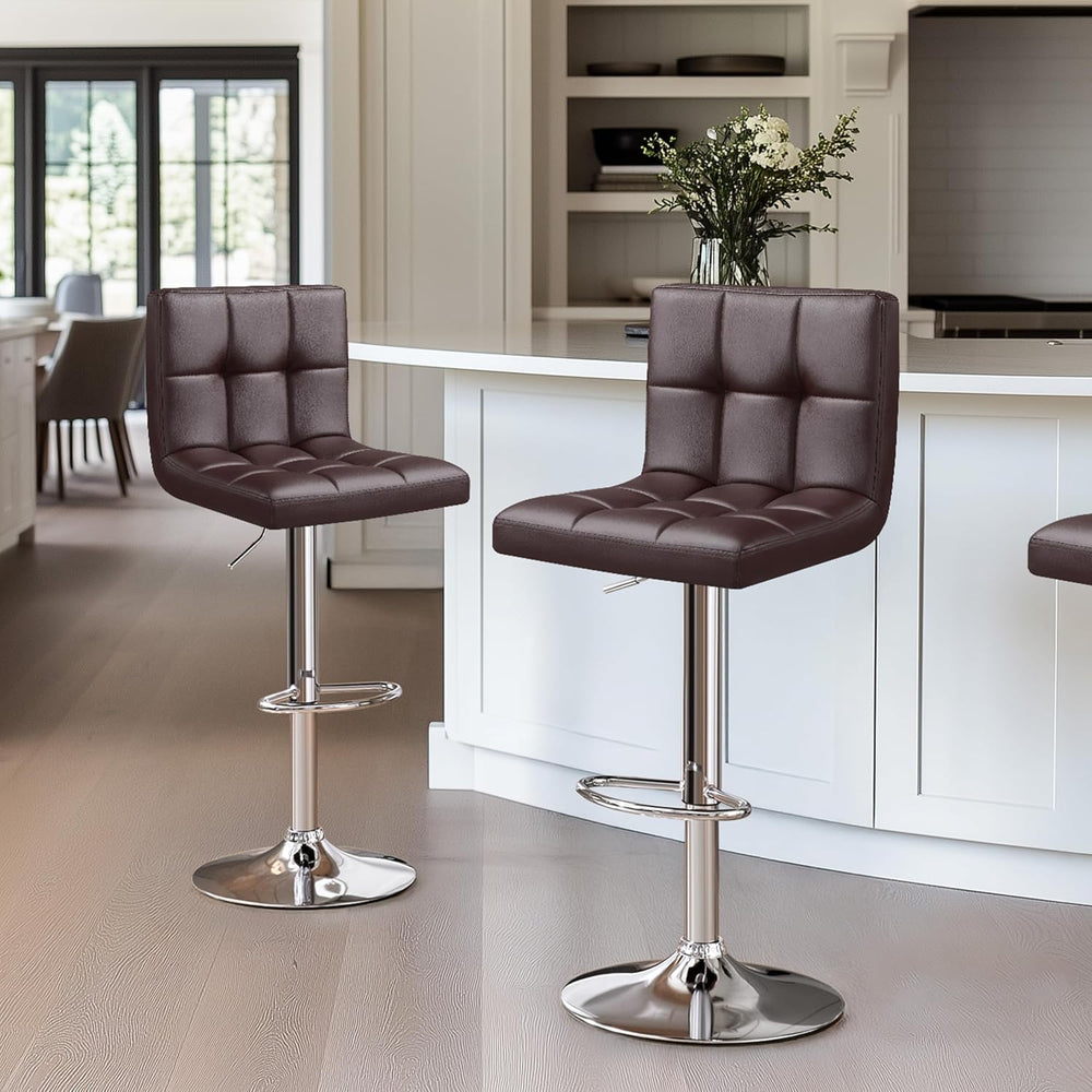Yaheetech Bar Stools Set of 2 Adjustable Counter Height Barstools Brown