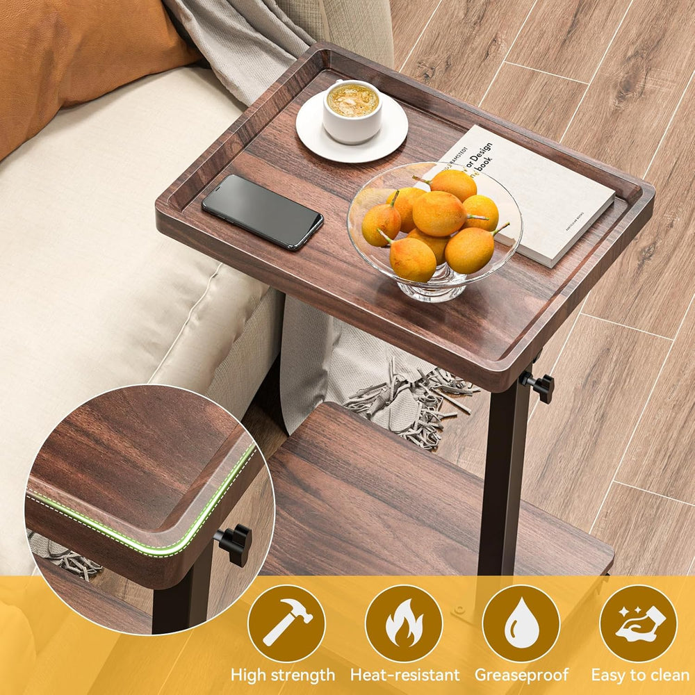 C Table End Table Adjustable Height, 360ยฐSwivel TV Tray Table for Small Space...