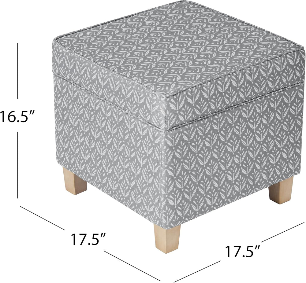 HomePop 18" Classic Square Storage Ottoman - Light Grey Print