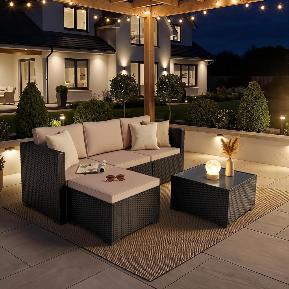 Patio Furniture Set - All-Weather -5 Piece Outdoor Patio Conversation Couch S...