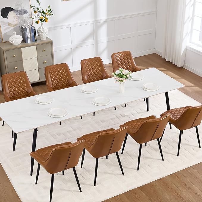 Dining Chair Set of 8, Modern Dining Chairs with Thick Cushions, Faux Leather...