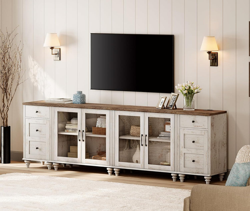 WAMPAT Sideboard Buffet Cabinets with 4-Glass Door, Kitchen Storage Cabinets ...