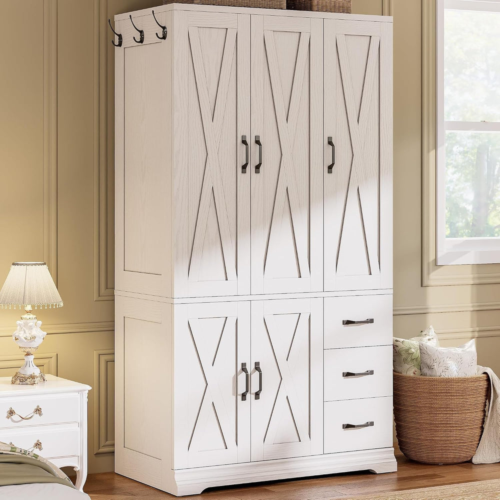 LIKIMIO Wardrobe Cabinet with Drawers and Doors for Bedroom and Guest Room